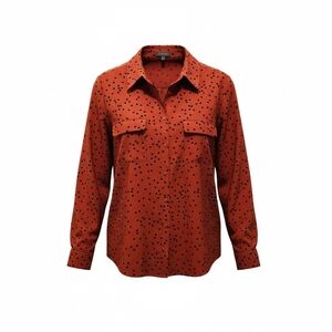 Madison Chic Polka Dot Blouse Orange & Black Sz L